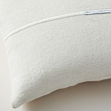 Accented Cotton Canvas Lumbar Pillow Cover, 14"x26", White - Image 1