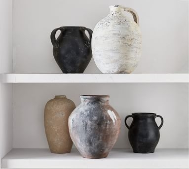 Artisan Handcrafted Terracotta Vase, Large Jug, White - Image 2