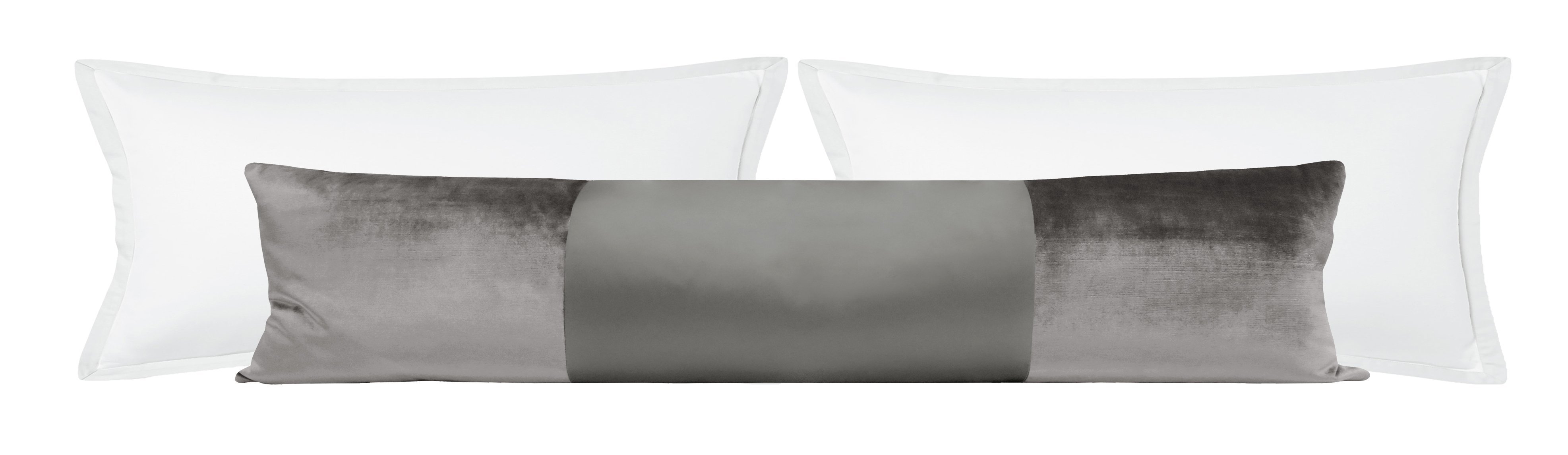 THE XL LUMBAR :: MONOCHROMATIC FAUX SILK VELVET // CHROME - 14" X 48" - Image 0