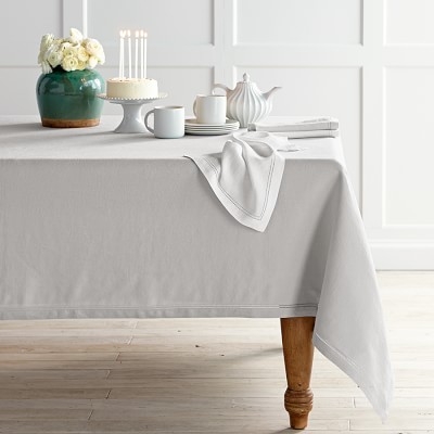 Linen Double Hemstitch Tablecloth, 70" X90", Navy Blue - Image 1