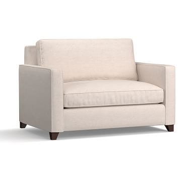 Cameron Square Arm Upholstered Twin Sleeper Sofa With Robin Mattress, Polyester Wrapped Cushions, Basketweave Slub Oatmeal - Image 3