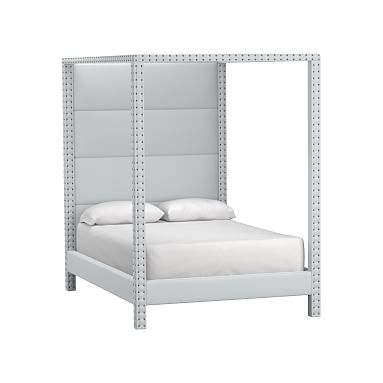 Haven Canopy Bed, Queen, Lustre Velvet Silver, IDS - Image 0