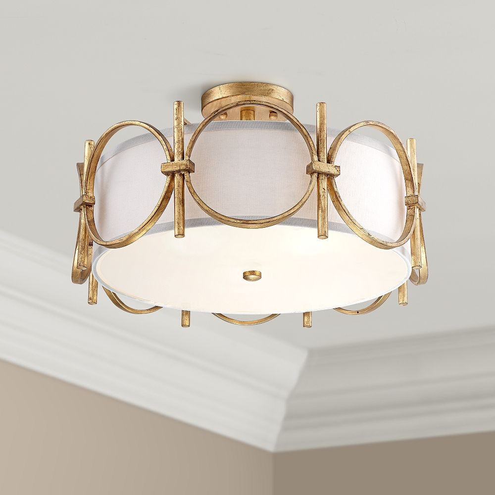 Francis 18 1/4" Wide Gold Drum Ceiling Light - Style # 9K858 - Image 0