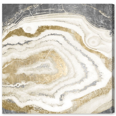 'Silver Gold Agate' Graphic Art on Wrapped Canvas - Image 0