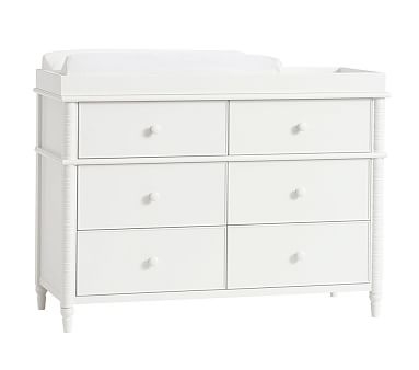 Elsie Extra Wide Nursery Dresser &amp; Topper Set, Simply White - Image 0