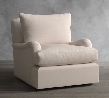 Carlisle Upholstered Swivel Armchair, Polyester Wrapped Cushions, Textured Twill Charcoal - Image 1