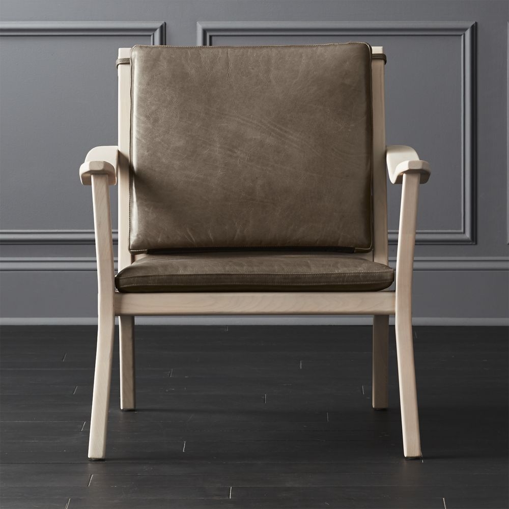 Parlay Dove Grey Leather Lounge Chair - Image 0
