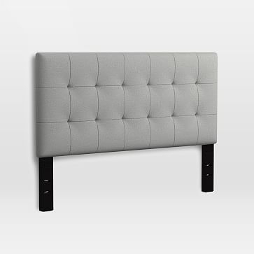 Grid Tufted Headboard, King Heathered Crosshatch, Feather Gray - Image 2
