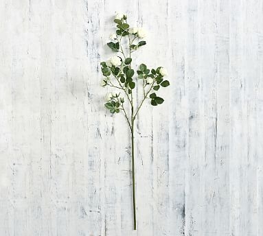 Faux Rose Branch, White, One - Image 0