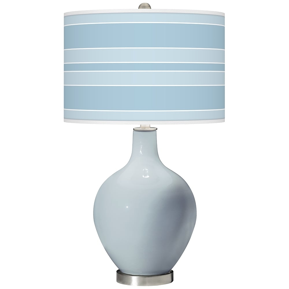 Color Plus Ovo 28 1/2" Bold Stripe Shade Take Five Blue Table Lamp - Image 0
