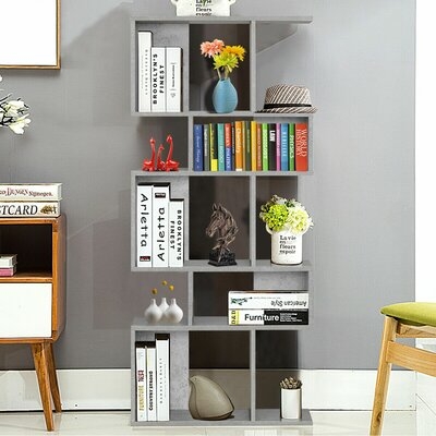 Fonseca 5 Cubes Ladder Shelf Freestanding Corner Bookshelf Display Rack Bookcase Black - Image 0