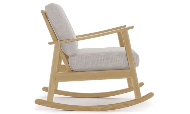 Beige Paley Mid Century Modern Rocking Chair - Prime Dove - Maple - Image 1