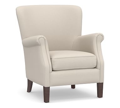 SoMa Minna Upholstered Armchair, Polyester Wrapped Cushions, Performance Brushed Basketweave Oatmeal - Image 0
