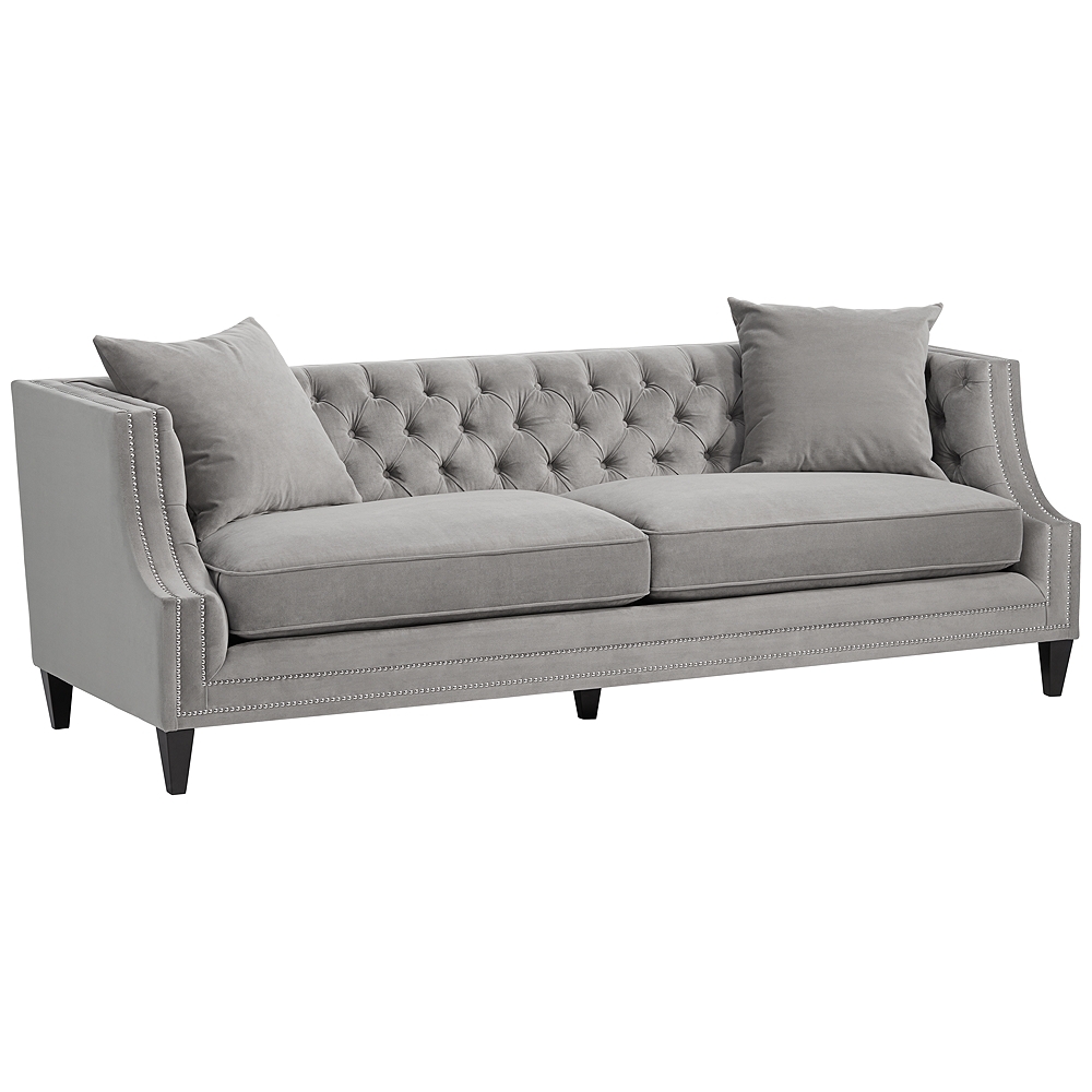 Marilyn Gray Velvet Tufted Upholstered Sofa - Style # 14K43 - Image 0