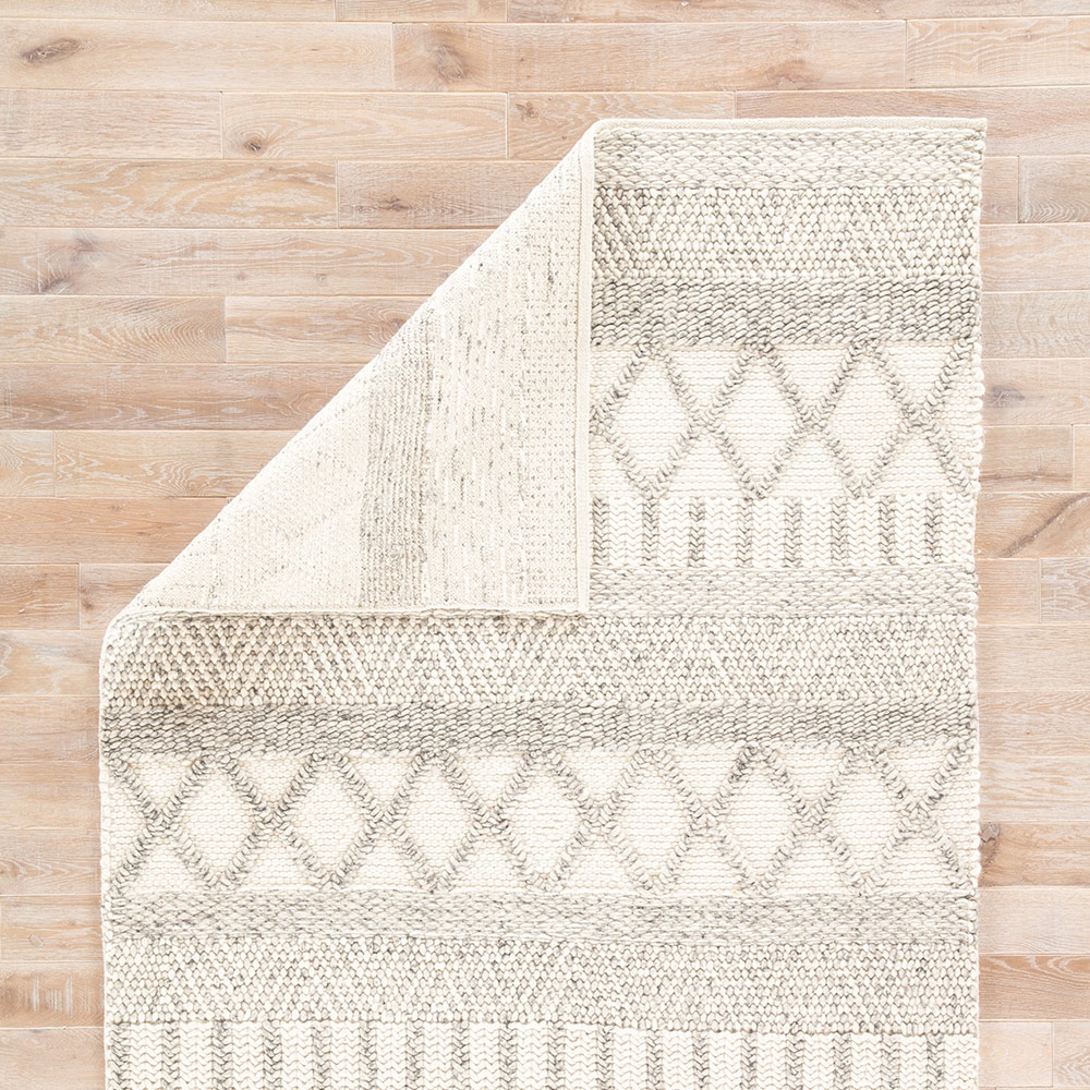 Louis Modern Ivory Grey Wool Stripe Pattern Rug - 8' x 10' - Image 2