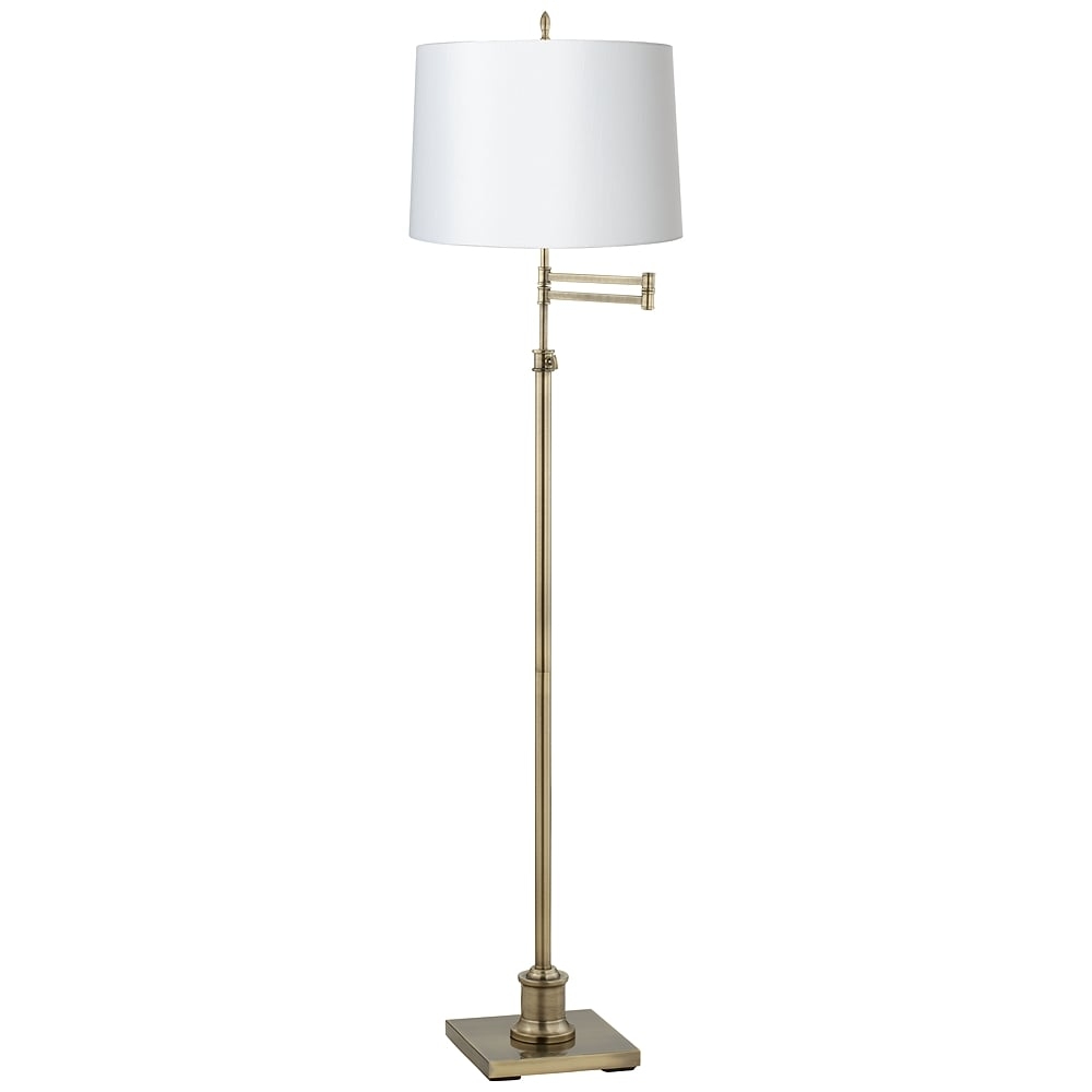 360 Lighting Westbury White Hardback Shade Brass Floor Lamp - Image 0