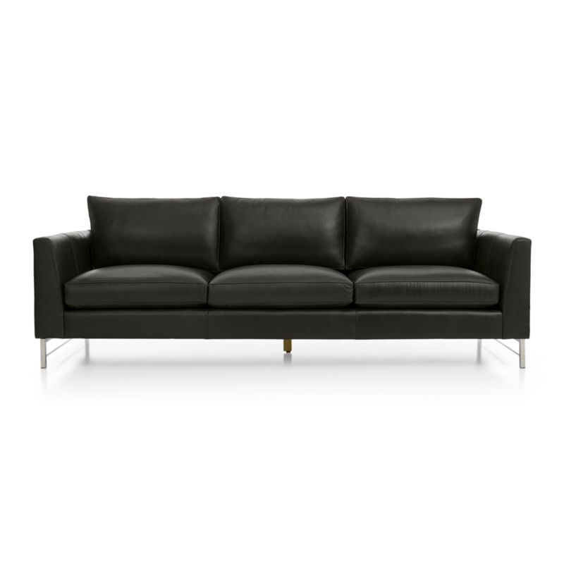 Tyson Leather 102" Grande Sofa with Stainless Steel Base - Image 1