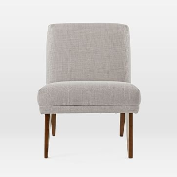 Carson Slipper Chair,, Chunky Basketweave, Stone, Pecan - Image 5