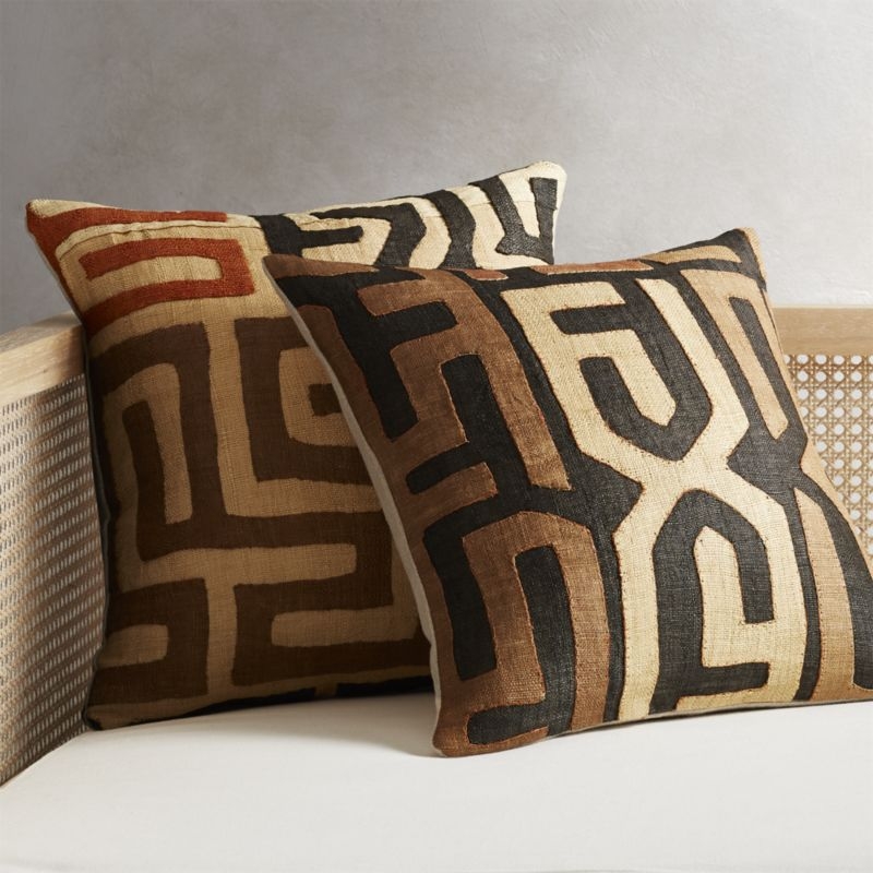 "18"" Dark Kuba Cloth Pillow with Feather-Down Insert" - Image 3