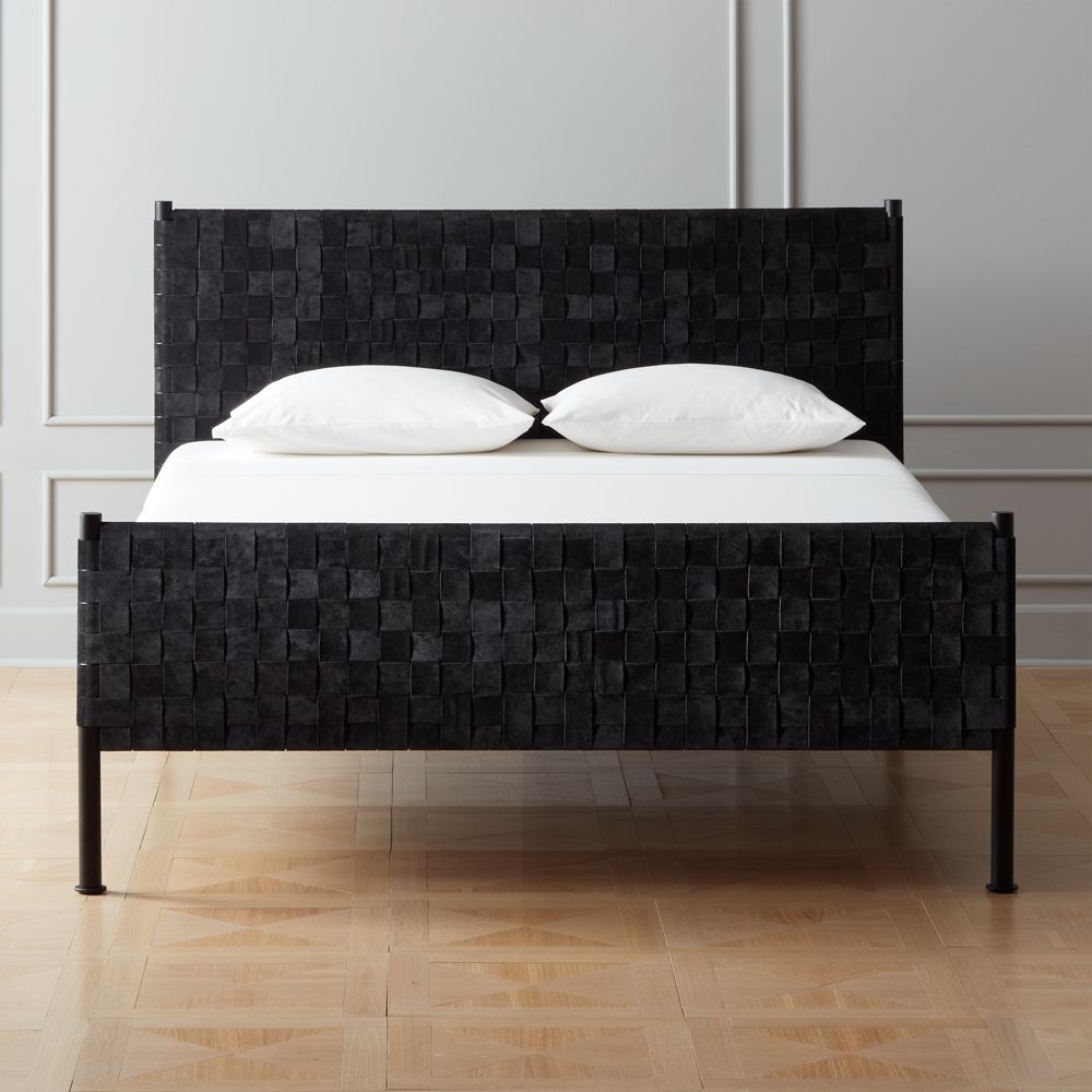 Woven Black Suede Queen Bed - Image 0