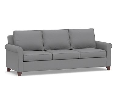 Cameron Roll Arm Upholstered Sofa 88", Polyester Wrapped Cushions, Textured Twill Light Gray - Image 0
