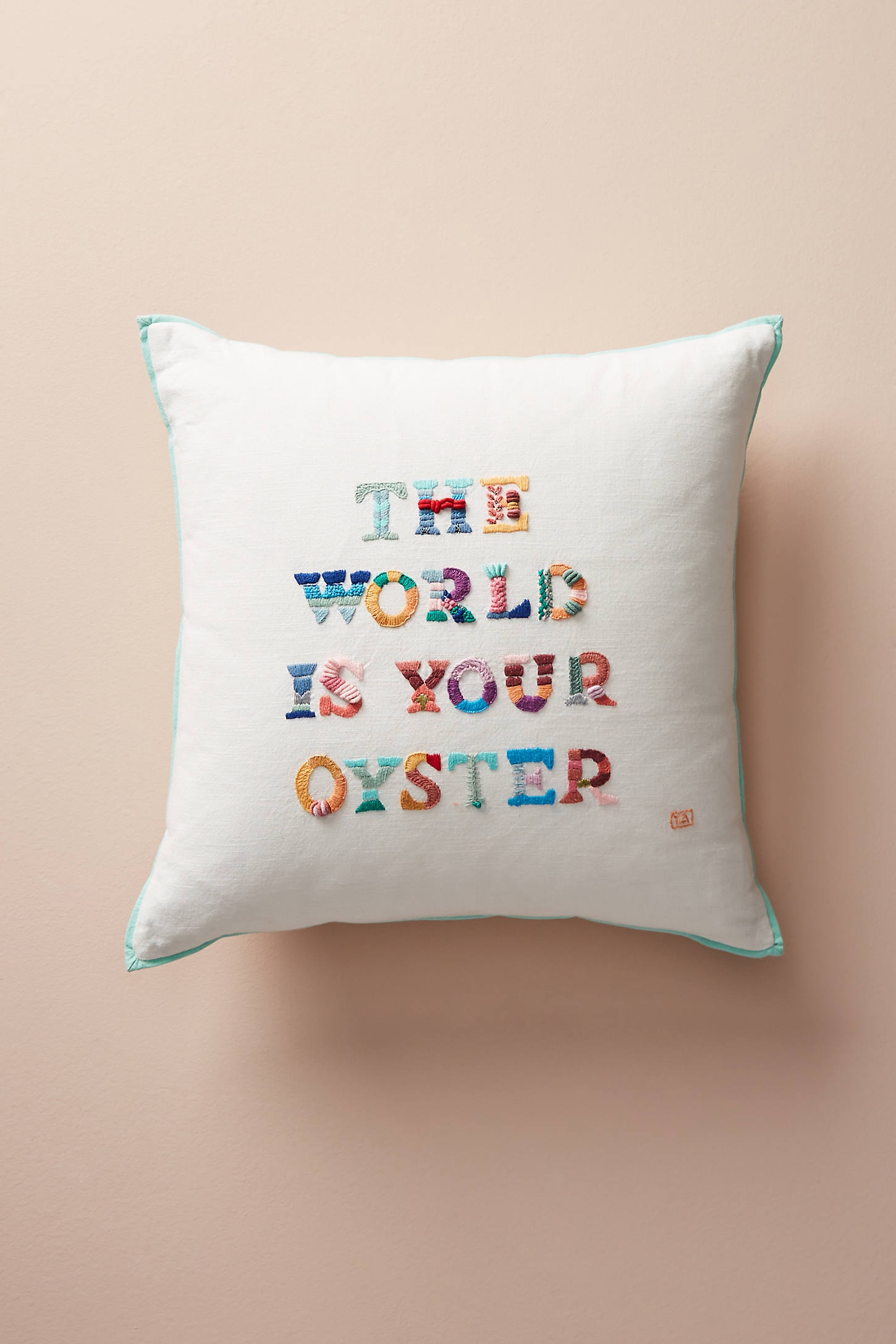 The World Is Your Oyster Embroidered Pillow - Image 0