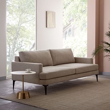 Andes 76.5" Sofa, Heathered Weave, Cayenne, Dark Pewter - Image 2