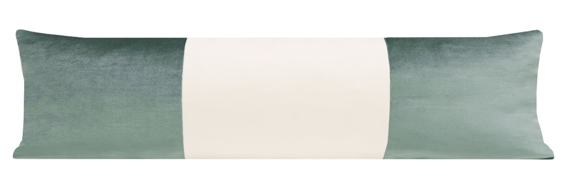 THE XL LUMBAR :: COLORBLOCK FAUX SILK VELVET // TURKISH BLUE - 14" X 48" - Image 1