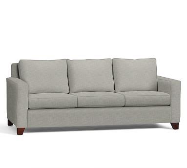 Cameron Square Arm Upholstered Grand Sofa 96" 3-Seater, Polyester Wrapped Cushions, Premium Performance Basketweave Light Gray - Image 0