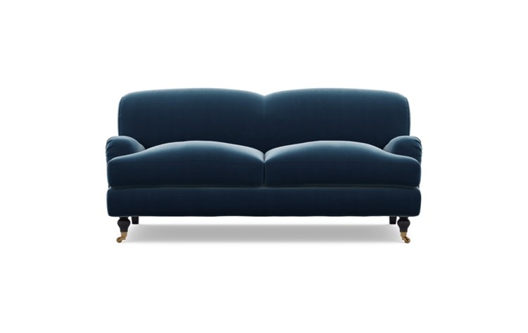 Rose by The Everygirl Sofa with Sapphire Fabric and Matte Black with Brass Caster legs - Image 0