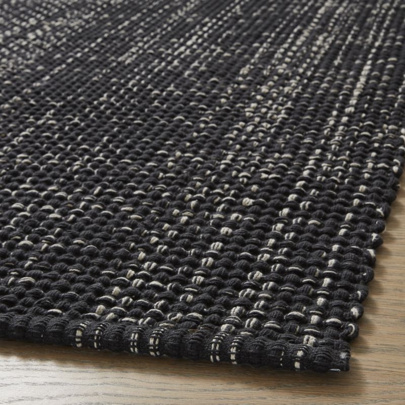 Della Black Cotton Flat Weave Rug Runner 2.5x6 - Image 1