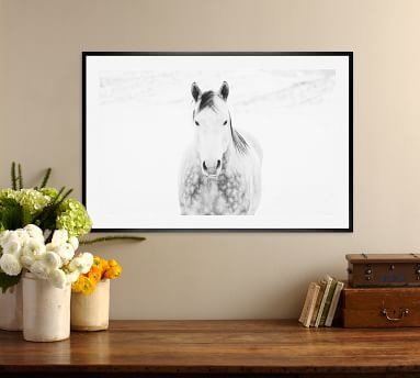 Winter White Horse by Jennifer Meyers, 28 x 42", Wood Gallery, Espresso, Mat - Image 3