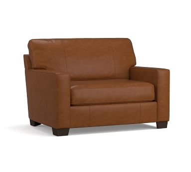 Buchanan Square Arm Leather Twin Sleeper Sofa, Polyester Wrapped Cushions, Vintage Cocoa - Image 3
