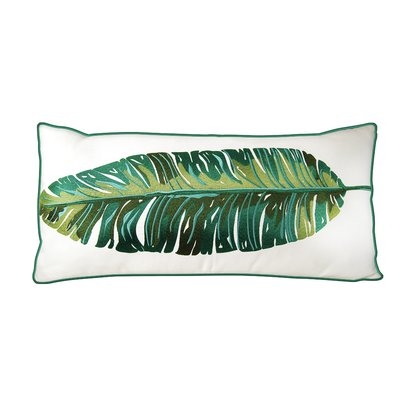 Drucilla Banana Leaf Palm Embroidered Outdoor Throw Pillow - Image 0