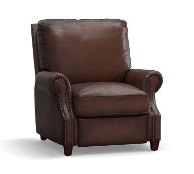 James Leather Recliner, Down Blend Wrapped Cushions, Burnished Walnut - Image 0