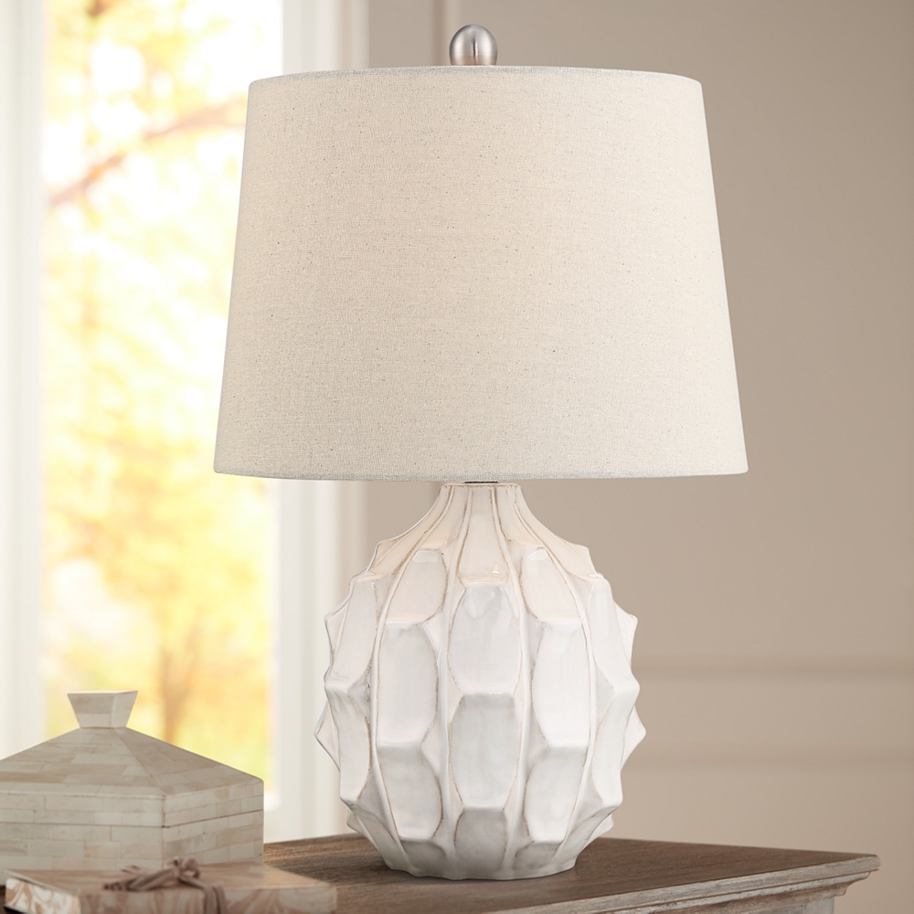 Ellen Mid-Century White Ceramic Table Lamp - Style # 39T35 - Image 1