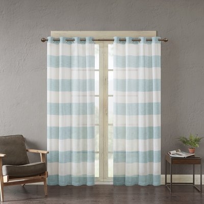 Brimfield Striped Sheer Grommet Single Curtain Panel - Image 0