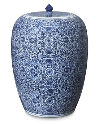 Blue &amp; White Floral Ginger Jar, Tall - Image 0