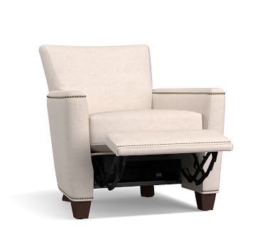 Irving Square Arm Upholstered Recliner with Bronze Nailheads, Polyester Wrapped Cushions, Performance Chateau Basketweave Oatmeal - Image 1