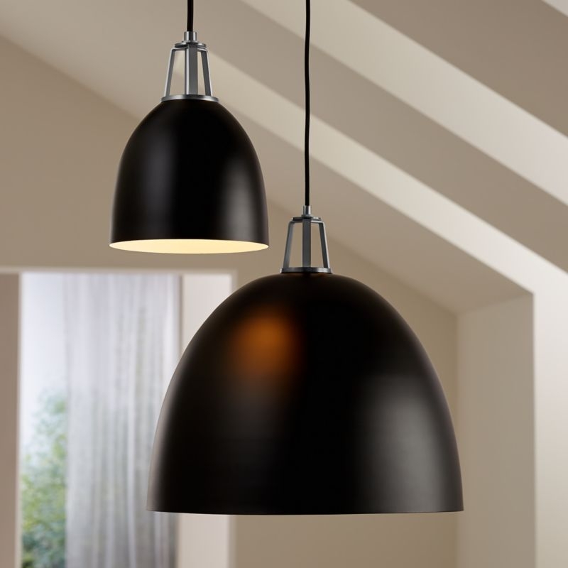 Maddox Black Dome Pendant Small with Nickel Socket - Image 3