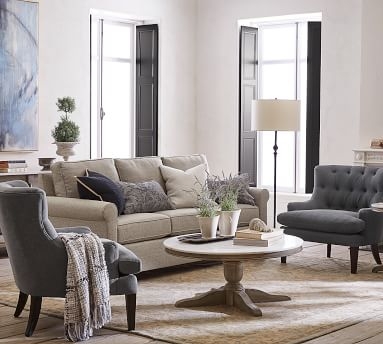 Cameron Roll Arm Upholstered Loveseat 63", Polyester Wrapped Cushions, Textured Twill Khaki - Image 3