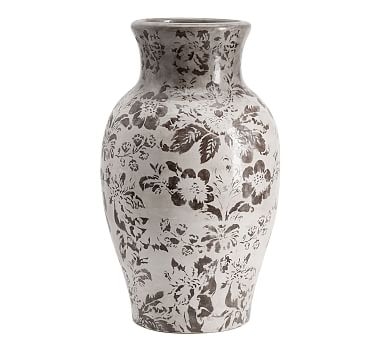 Collette Floral Vase, Gray, Large - Image 0