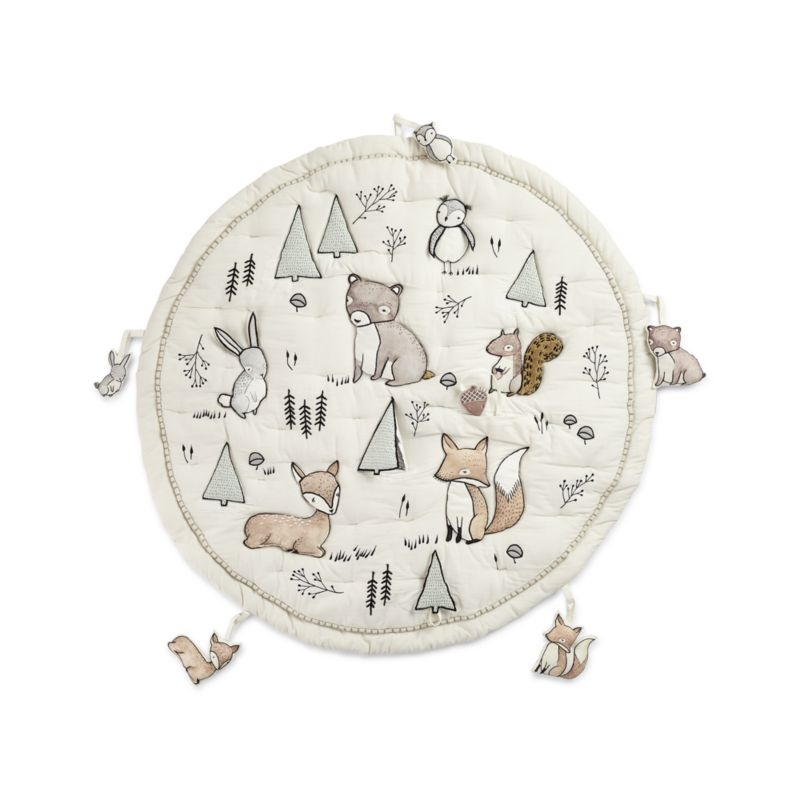 Woodland Animals Baby Activity Mat with Animal Rattles, Set of 5 - Image 1