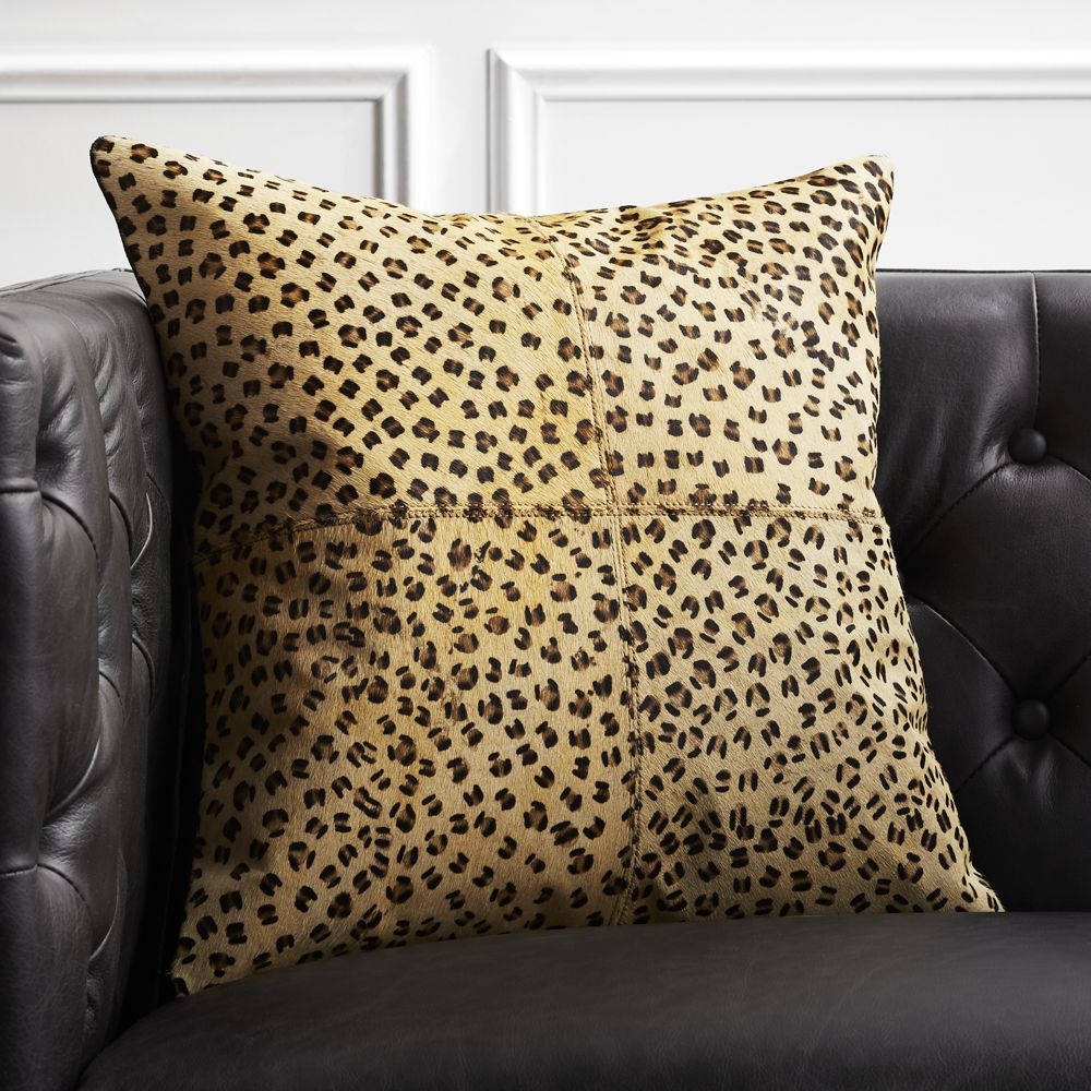 "18"" Hide Cheetah Print Pillow with Down-Alternative Insert" - Image 0
