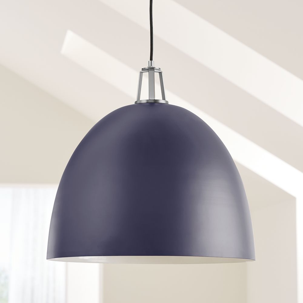 Maddox Navy Dome Pendant Large with Nickel Socket - Image 0