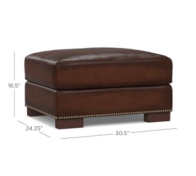 Turner Leather Grand Ottoman 34.5", Polyester Wrapped Cushions, Vintage Caramel - Image 1