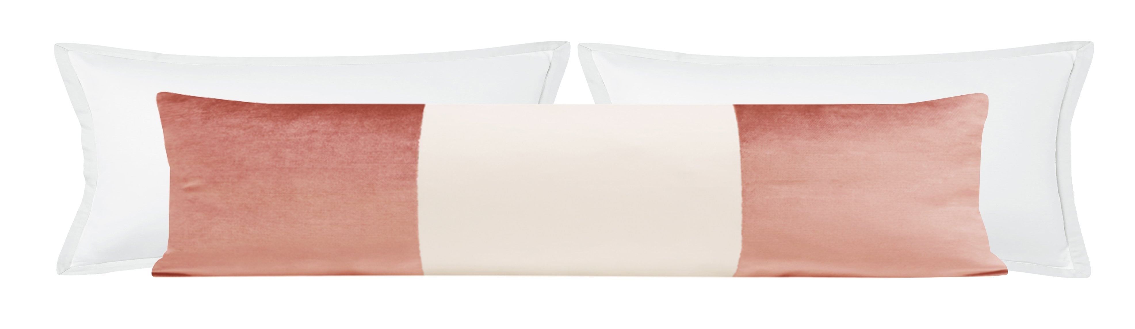THE XL LUMBAR :: COLORBLOCK FAUX SILK VELVET // ROSE GOLD - 14" X 48" - Image 0