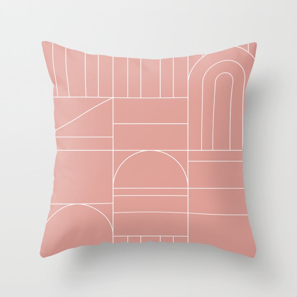 Deco Geometric 04 Pink Throw Pillow - Outdoor Cover (20" x 20") with pillow insert by Theoldartstudio - Image 0