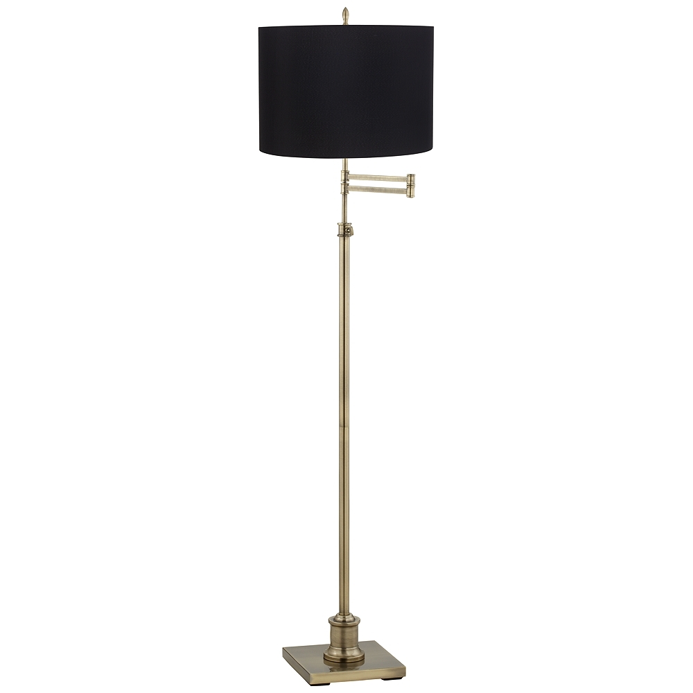 360 Lighting Westbury Black Shade and Brass Adjustable Swing Arm Floor Lamp - Image 0