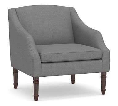 SoMa Emma Upholstered Armchair, Polyester Wrapped Cushions, Basketweave Slub Charcoal - Image 0